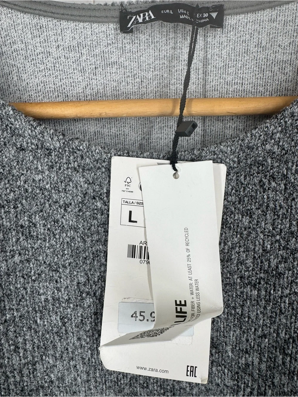 Zara NWT Gray Cropped Ribbed Sweater With Jeweled Hem